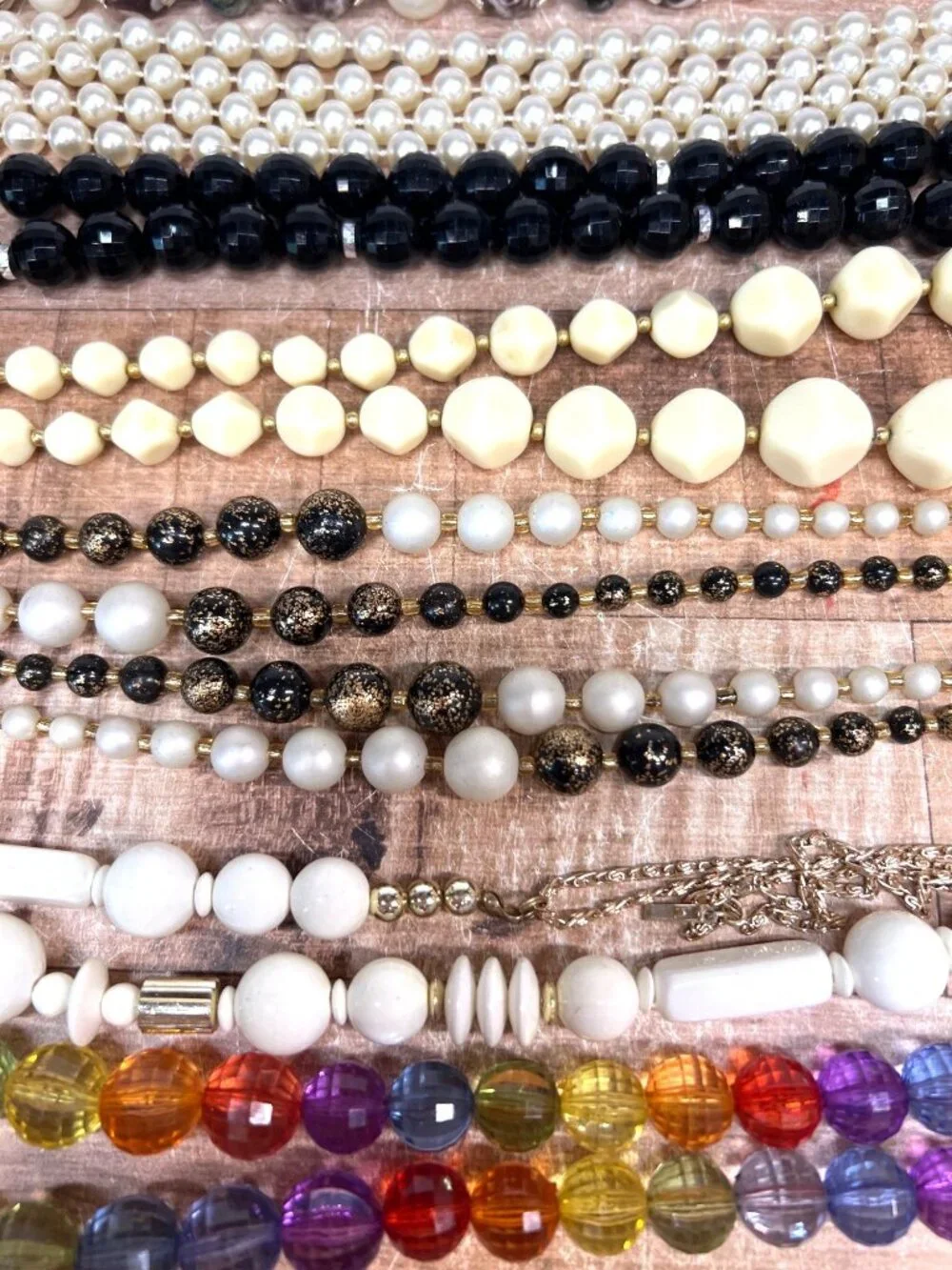 Vintage Multi-Strand Beaded Costume Jewelry Necklace Lot In Various Colors Style